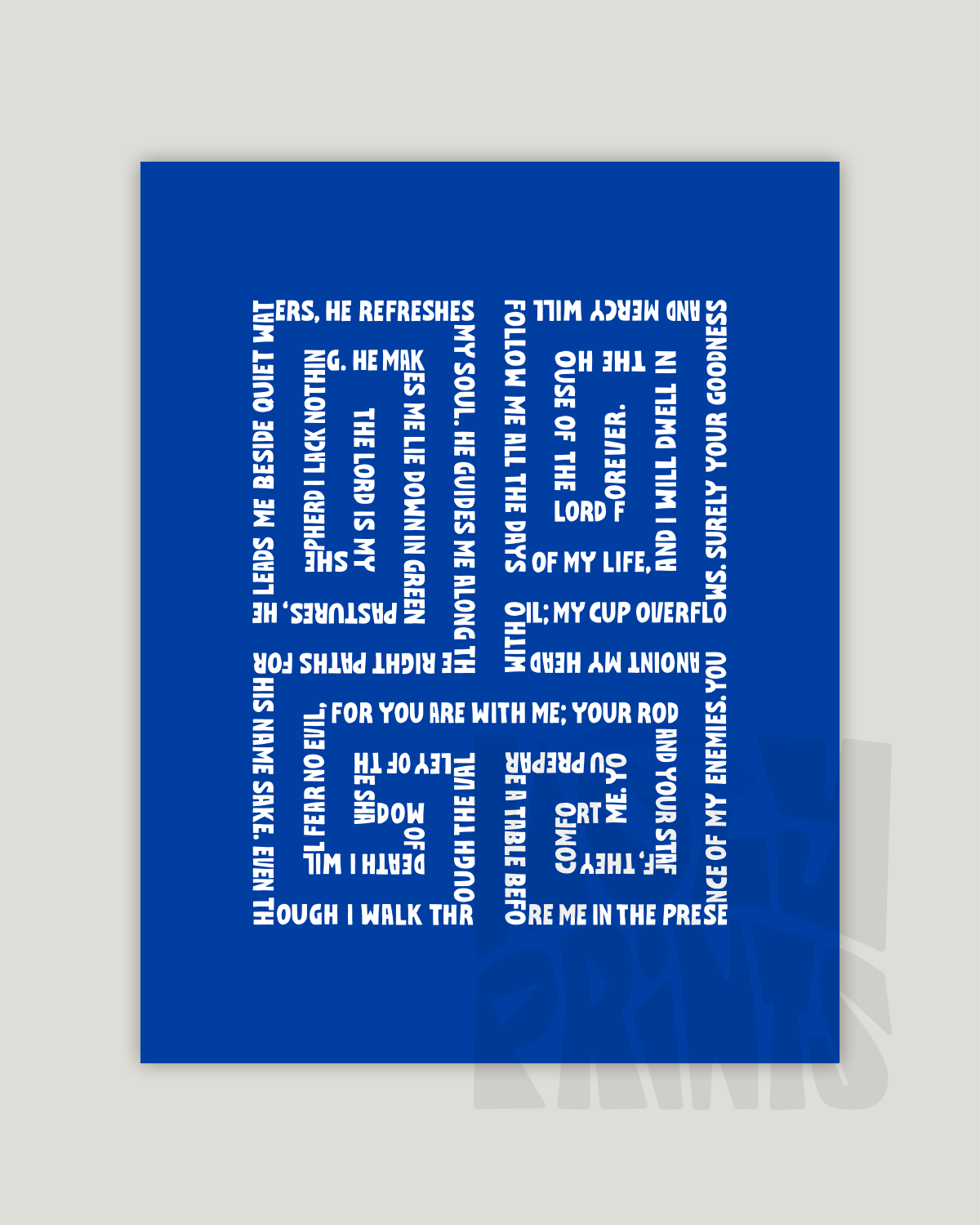 psalm 23 blue Bold modern typographic Bible verse example print inches hoolyprints
