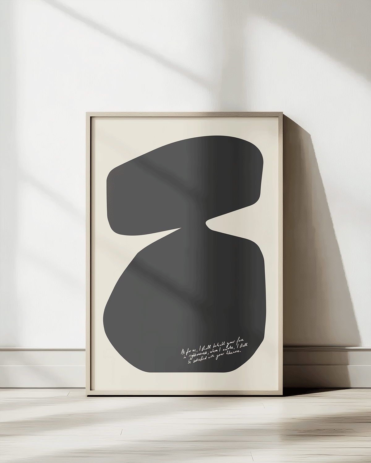 behold your face black beige Modern minimal abstract Bible verse print framed mockup