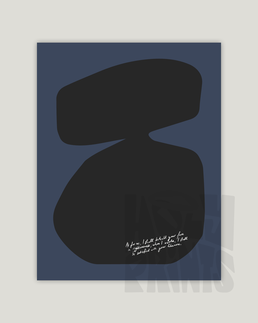 Behold your face blue black Modern minimal abstract Bible verse example print inches
