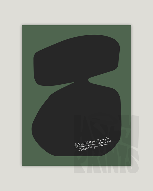 behold your face green black Modern minimal abstract Bible verse example print inches