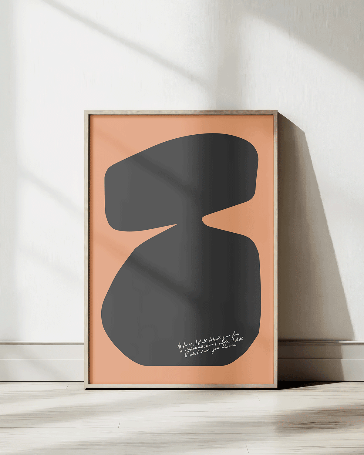 behold your face orange black Modern minimal abstract Bible verse print framed mockup