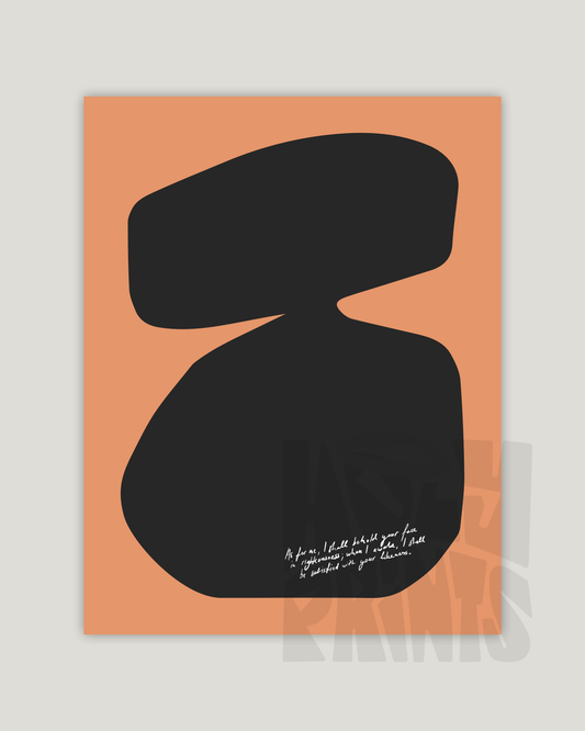 behold your face orange black Modern minimal abstract Bible verse example print inches