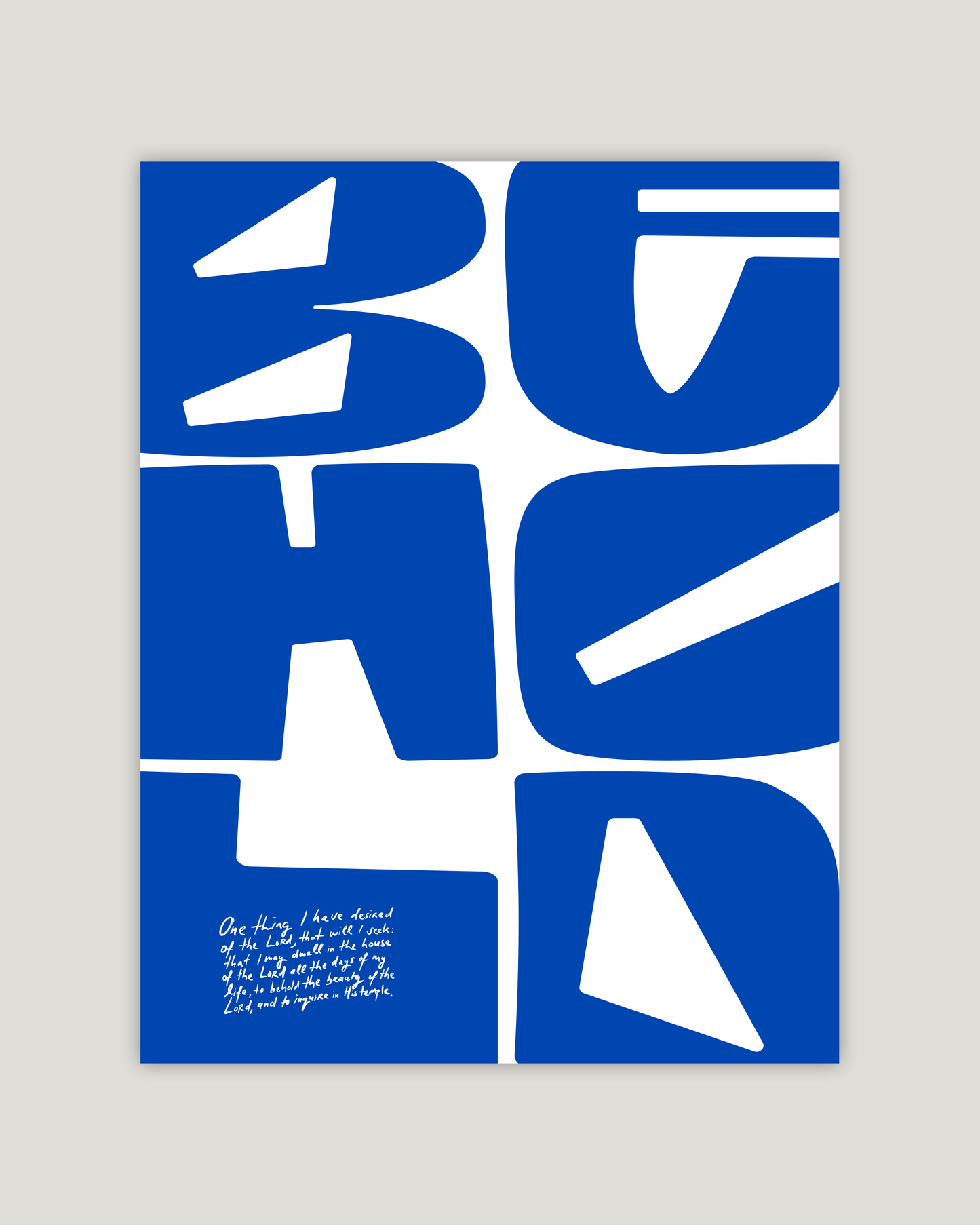behold psalm 27:4 Bold modern typographic Bible verse example print inches hoolyprints