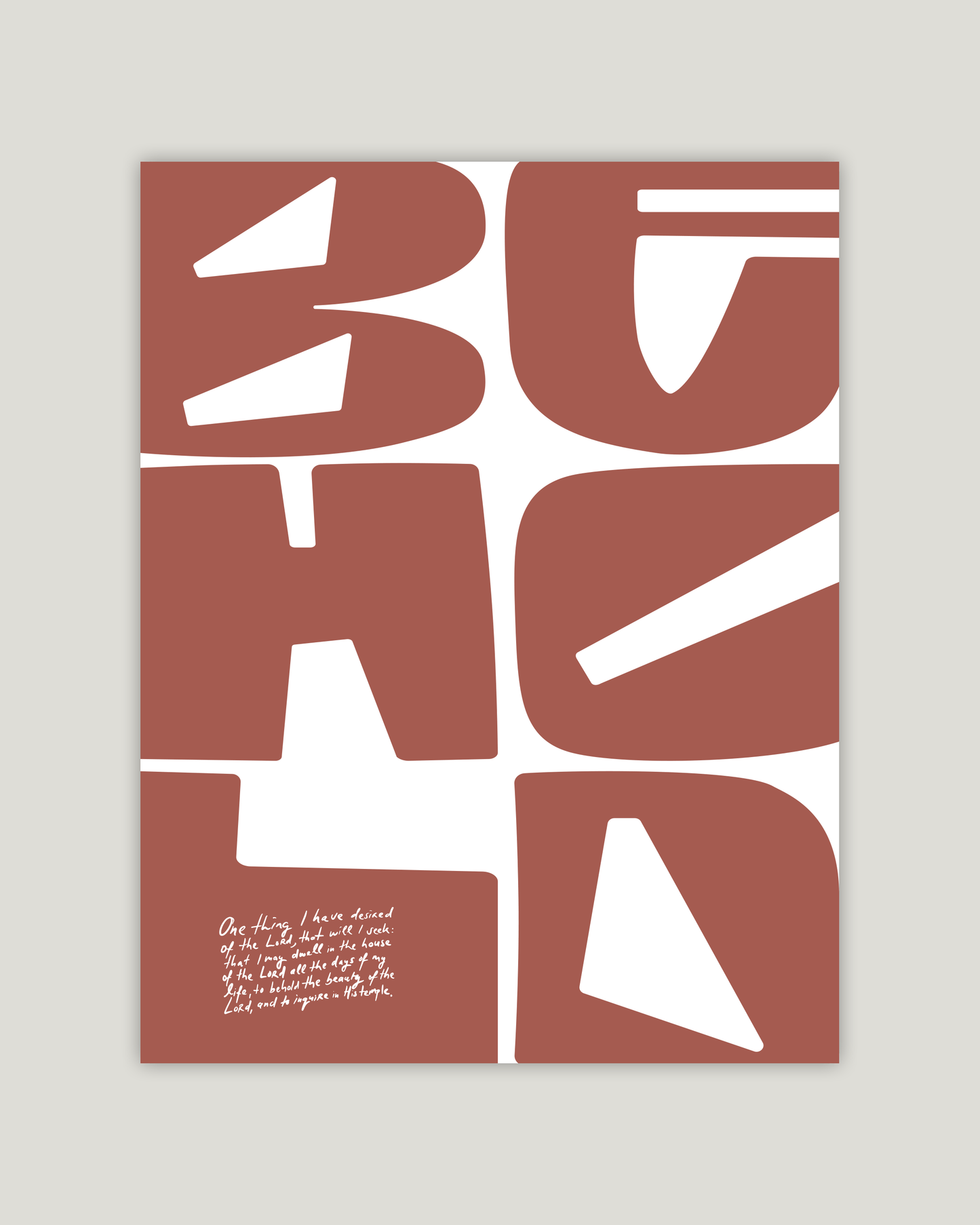 behold psalm 27:4 Bold modern typographic Bible verse example print inches hoolyprints
