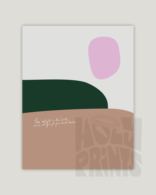 your hearts desires brown green pink Modern minimal abstract Bible verse example print inches hoolyprints