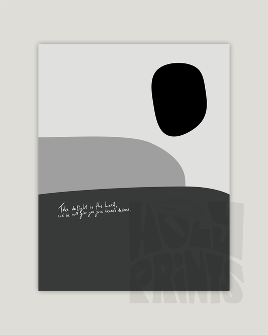 your hearts desires gray Modern minimal abstract Bible verse example print inches hoolyprints