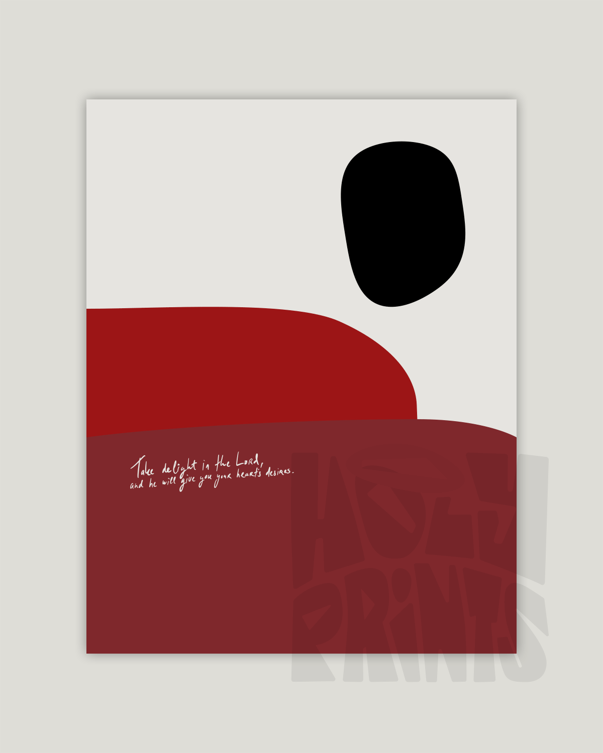 your hearts desires red tones Modern minimal abstract Bible verse example print inches hoolyprints