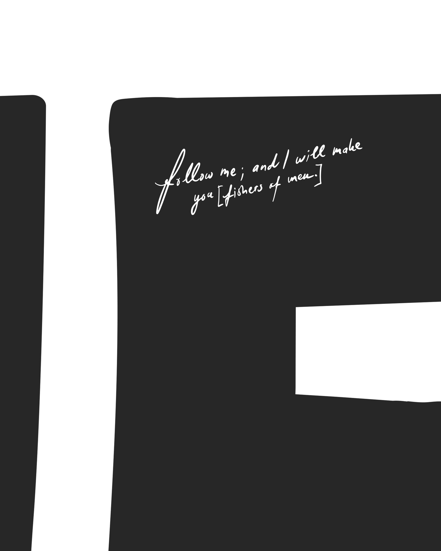follow me black on white old modern typographic Bible verse handwritten detail hoolyprints