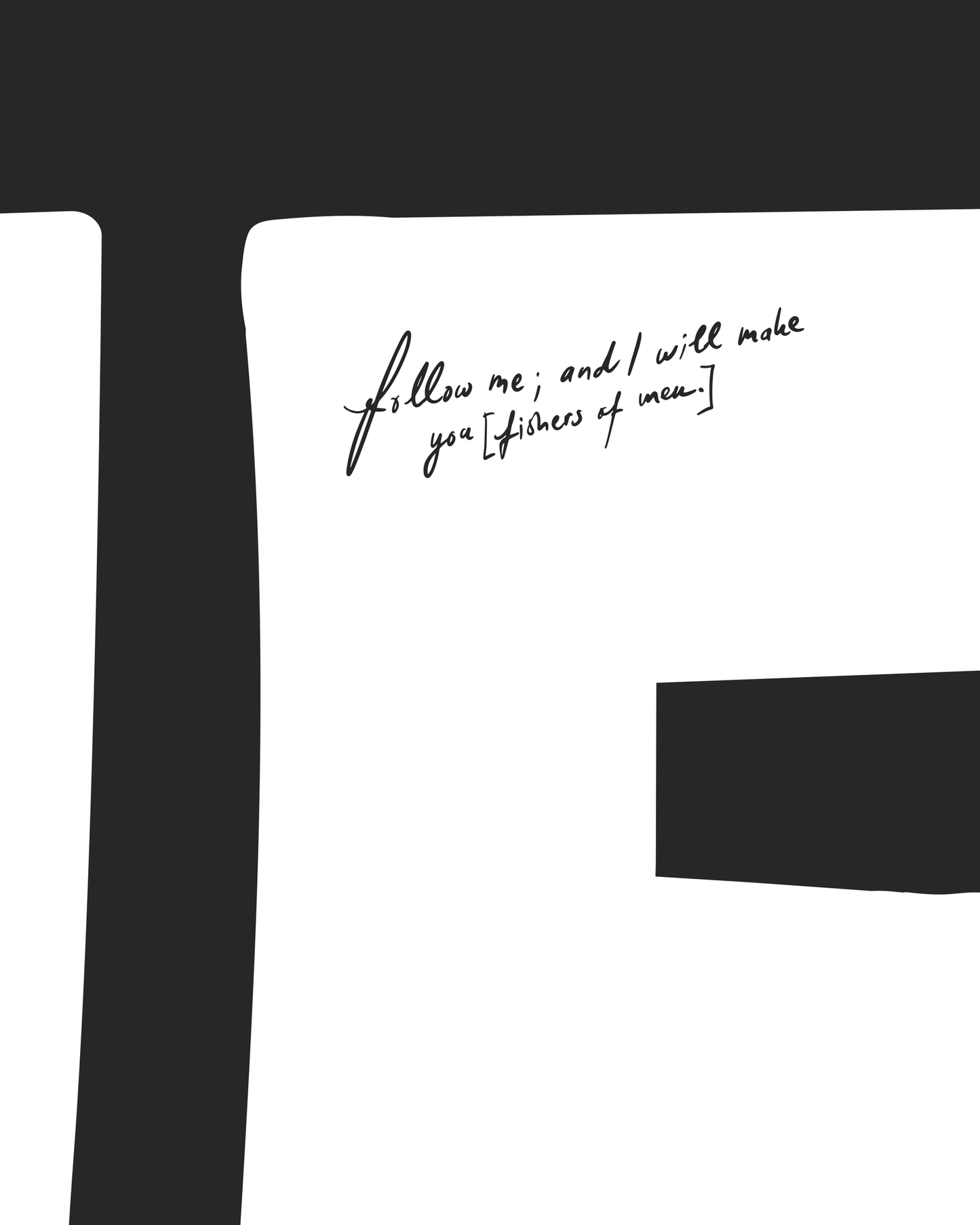 follow me black Bold modern typographic Bible verse handwritten detail hoolyprints