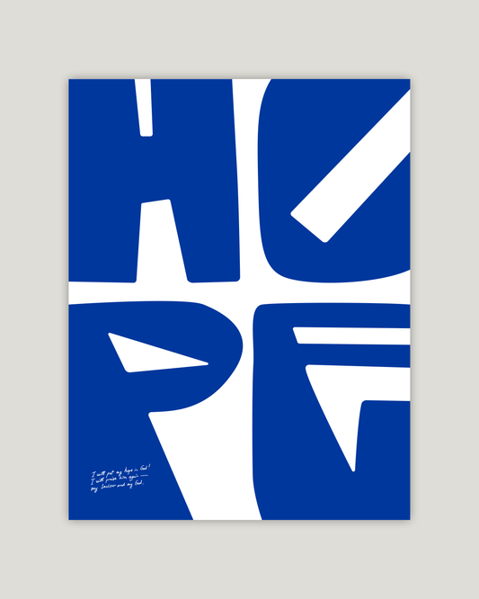 hope blue psalm 42:11 Bold modern typographic Bible verse example print inches christian art hoolyprints