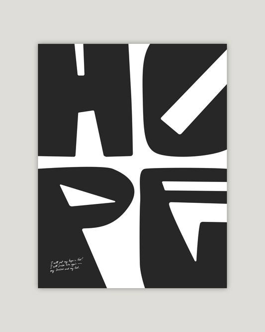 hope black psalm 42:11 Bold modern typographic Bible verse example print inches christian art hoolyprints