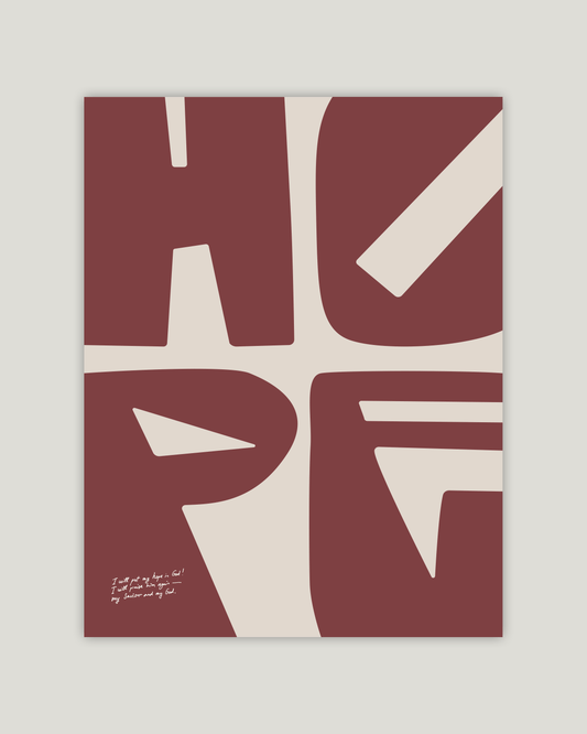 hope red-brown psalm 42:11 Bold modern typographic Bible verse example print inches christian art hoolyprints