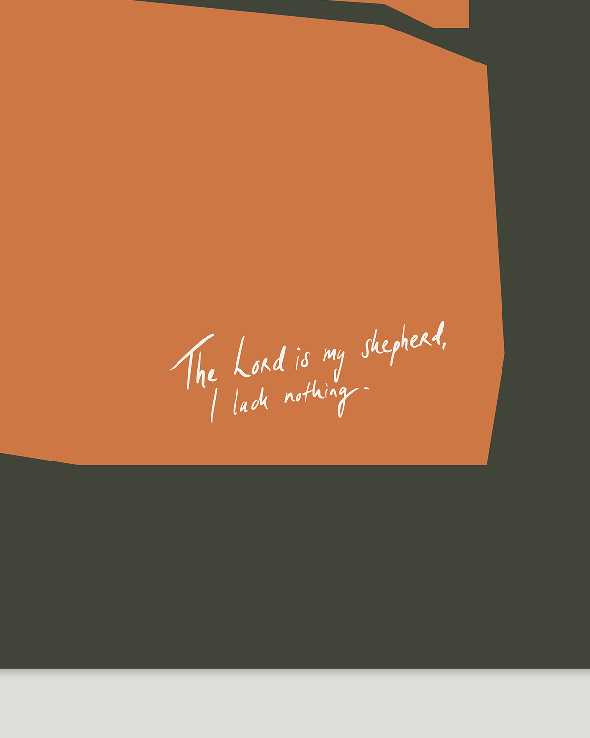 shepherd i lack nothing green orange Modern minimal abstract Bible verse handwritten detail
