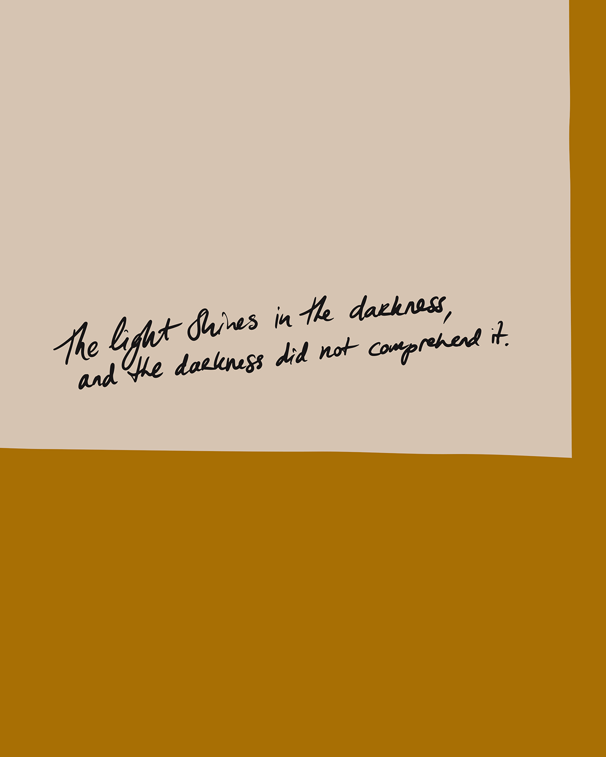 bible verse on a beige background with a gold edge detail