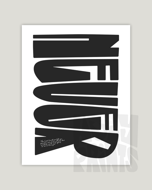 deut 31:8 black Bold modern typographic Bible verse example print inches hoolyprints