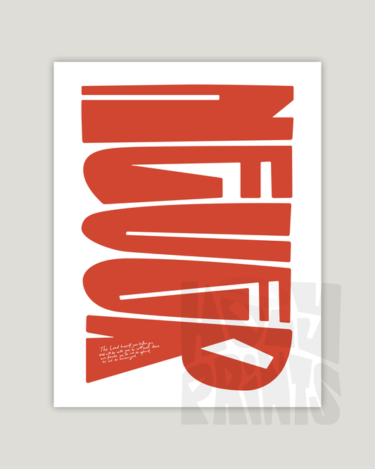 deut 31:8 orange Bold modern typographic Bible verse example print inches hoolyprints