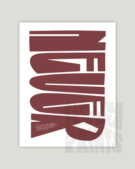 deut 31:8 redbrown Bold modern typographic Bible verse example print inches hoolyprints