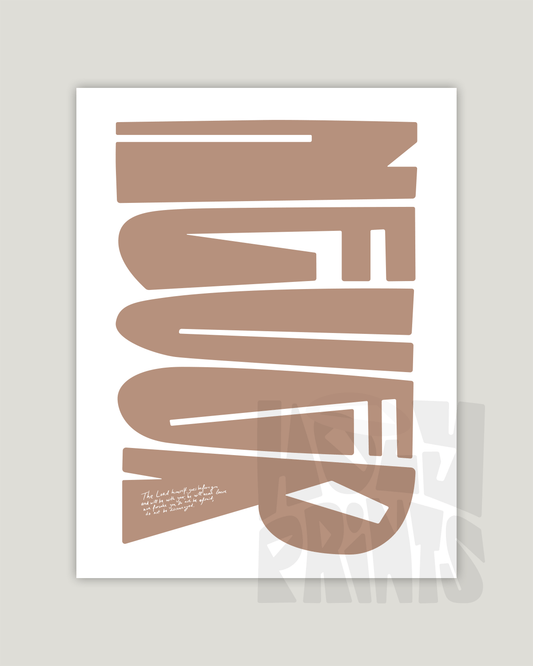 Deuteronomy 31:8 rosy-brown Bold modern typographic Bible verse example print inches hoolyprints