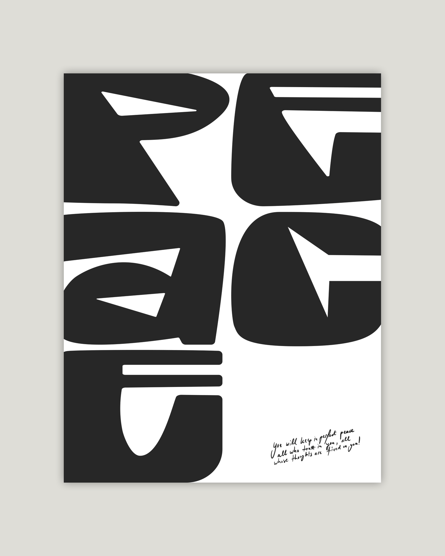 perfect peace black isaiah 26:3 Bold modern typographic Bible verse example print inches hoolyprints