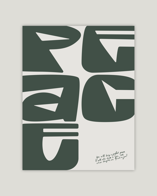 perfect peace green Bold modern typographic Bible verse example print inches hoolyprints