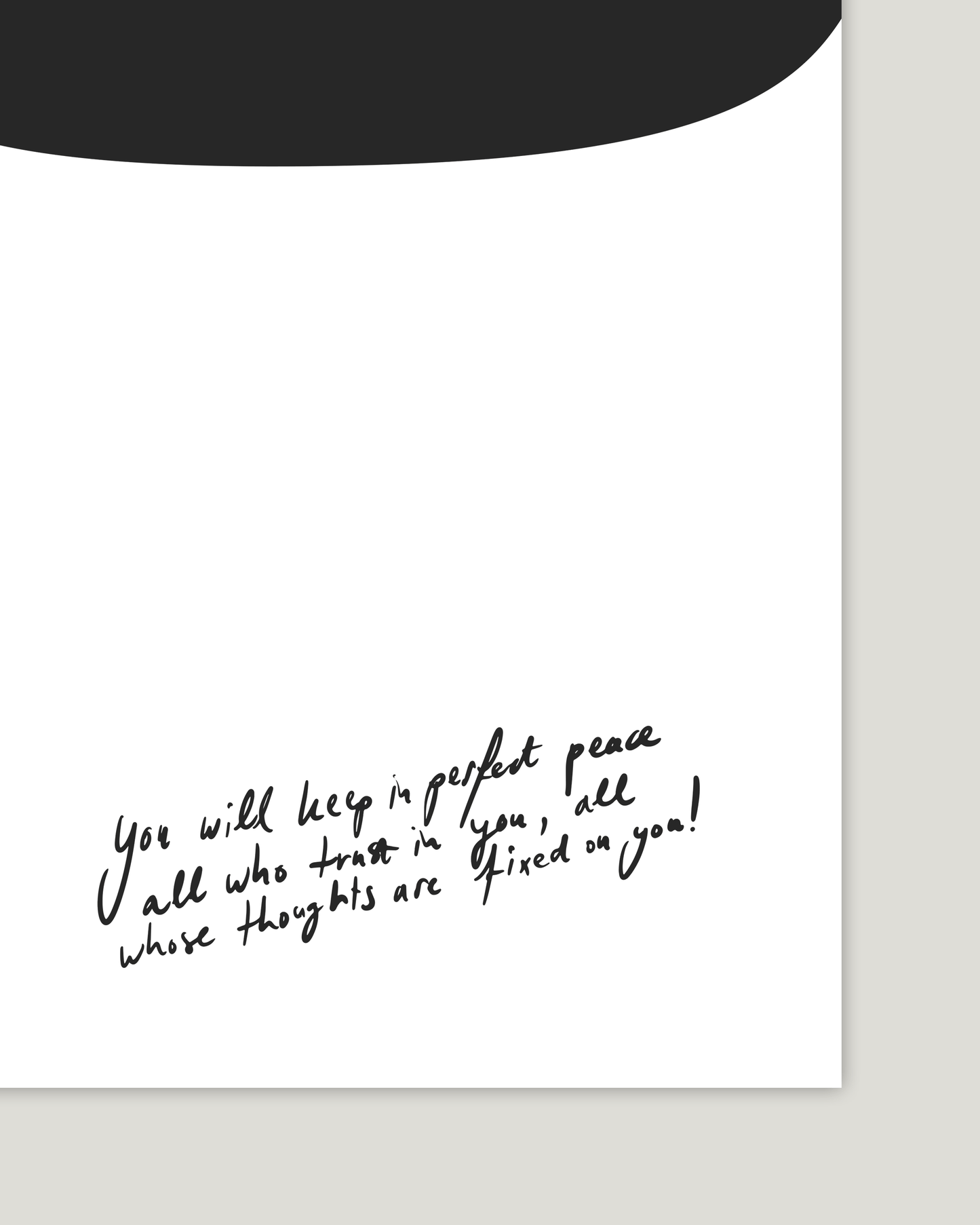 perfect peace isaiah 26:3 black Bold modern typographic Bible verse handwritten detail hoolyprints