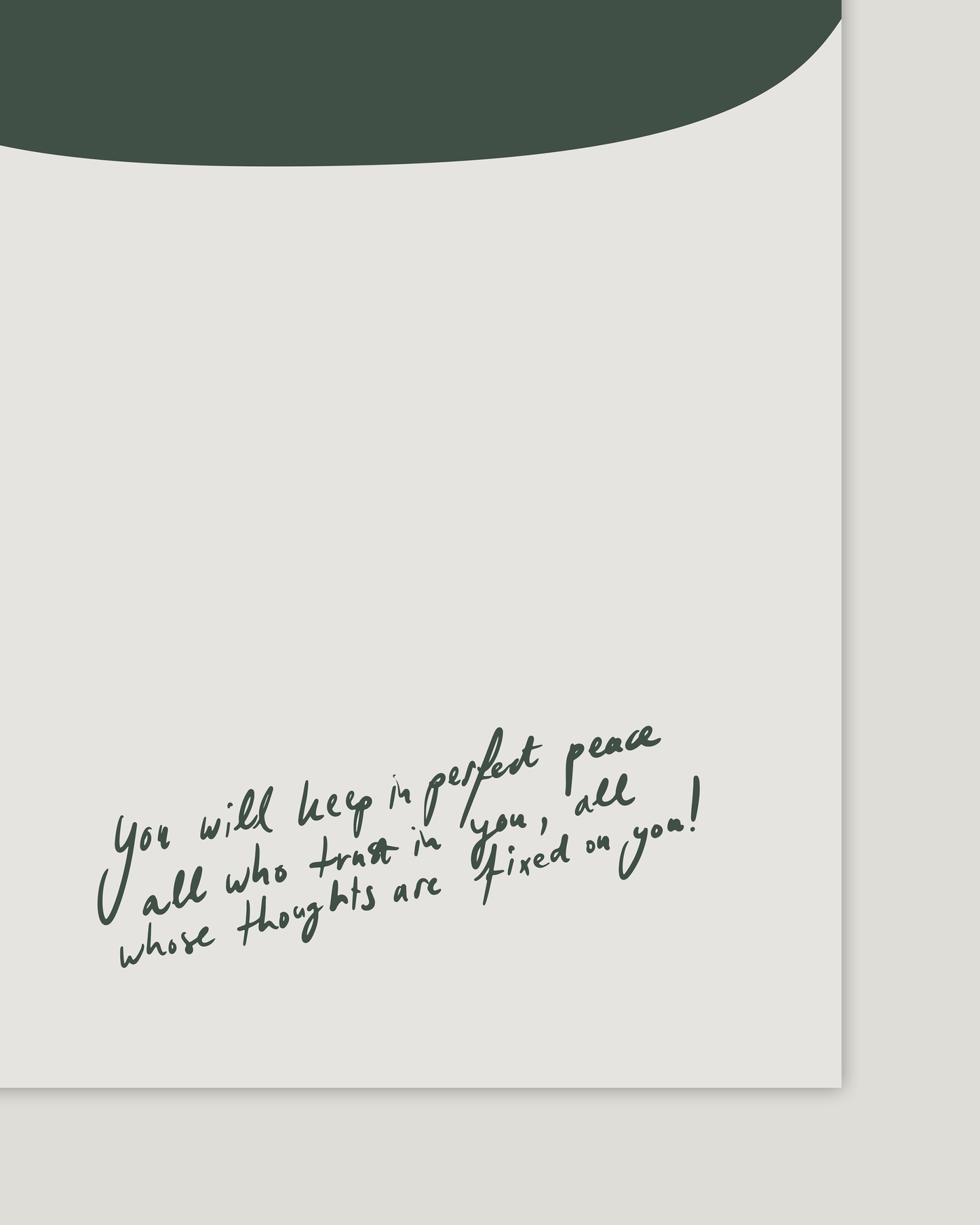 perfect peace green Bold modern typographic Bible verse handwritten detail hoolyprints