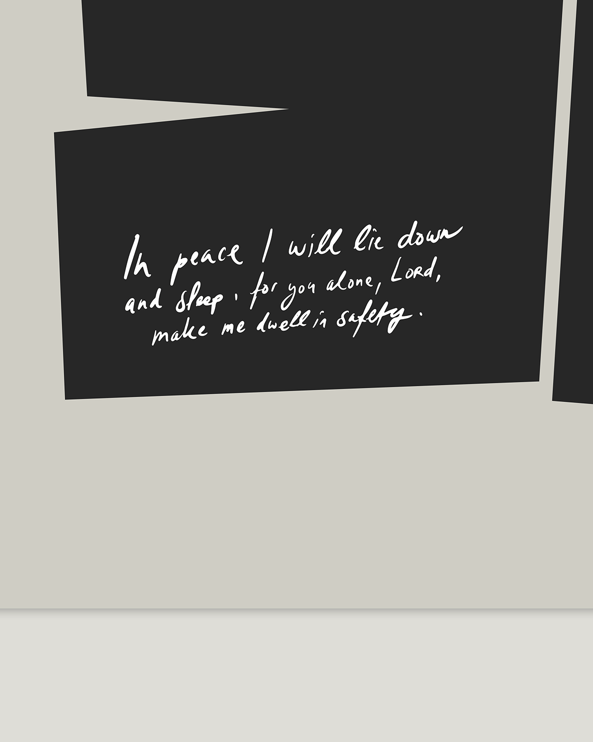 in peace i will lie down and sleep black Modern minimal abstract Bible verse handwritten detail