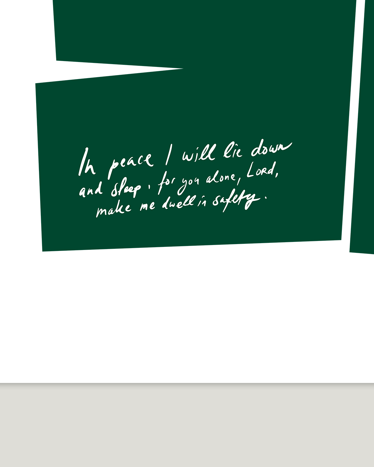 in peace i will lie down and sleep green Modern minimal abstract Bible verse handwritten detail