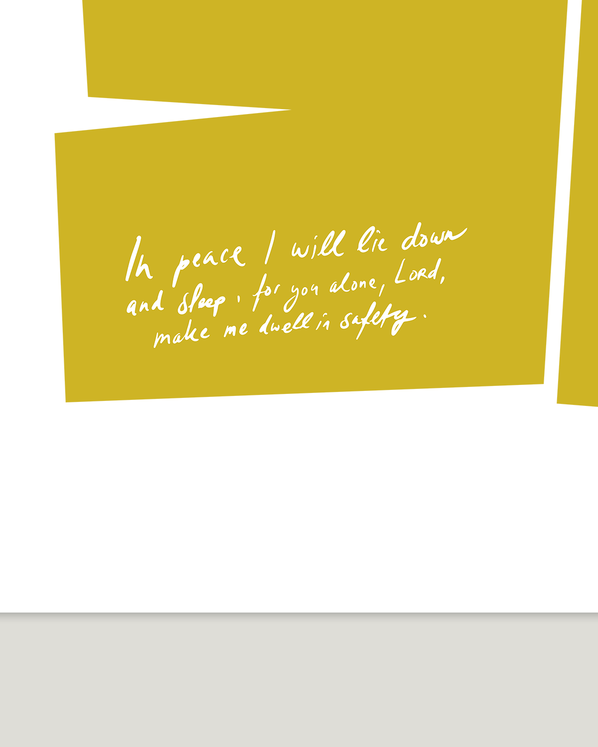 in peace i will lie down and sleep yellow Modern minimal abstract Bible verse handwritten detail