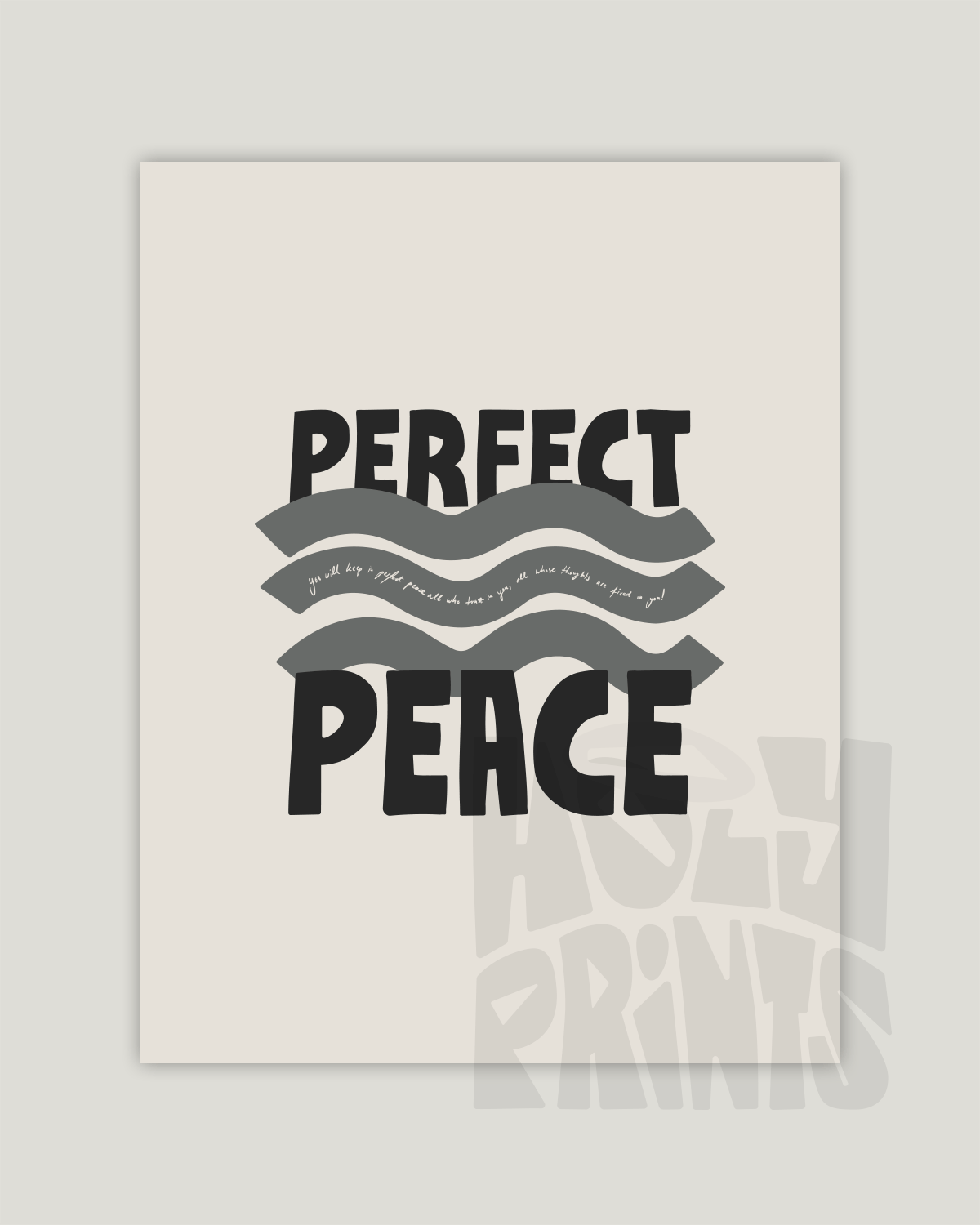perfect peace gray Bold modern typographic Bible verse example print inches hoolyprints