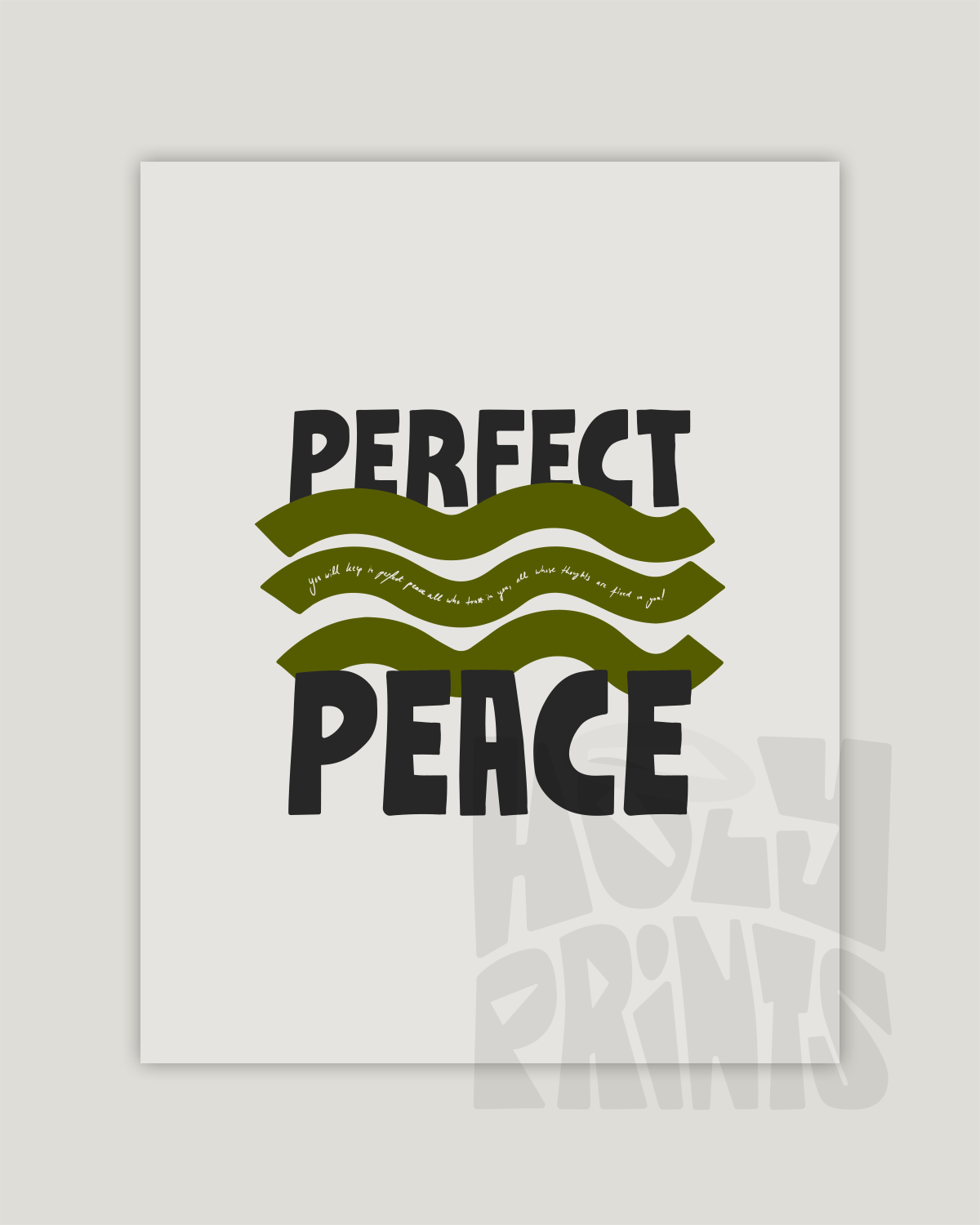perfect peace green black Bold modern typographic Bible verse example print inches hoolyprints