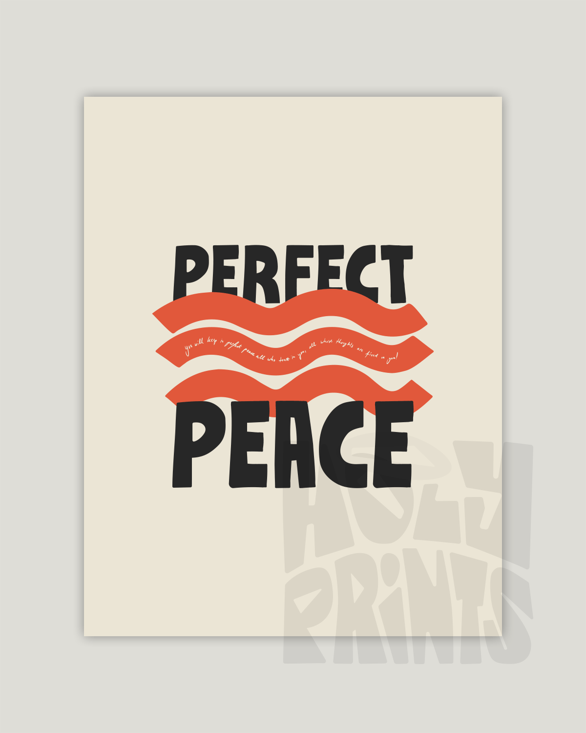 perfect peace orange black Bold modern typographic Bible verse example print inches hoolyprints