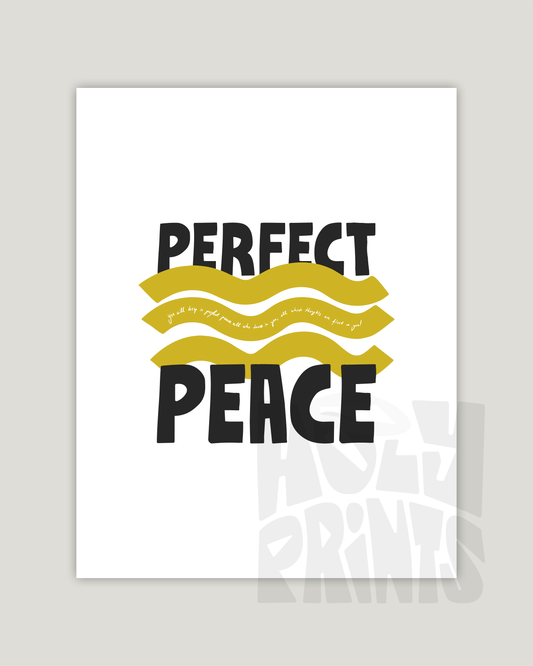 perfect peace yellow black Bold modern typographic Bible verse example print inches hoolyprints