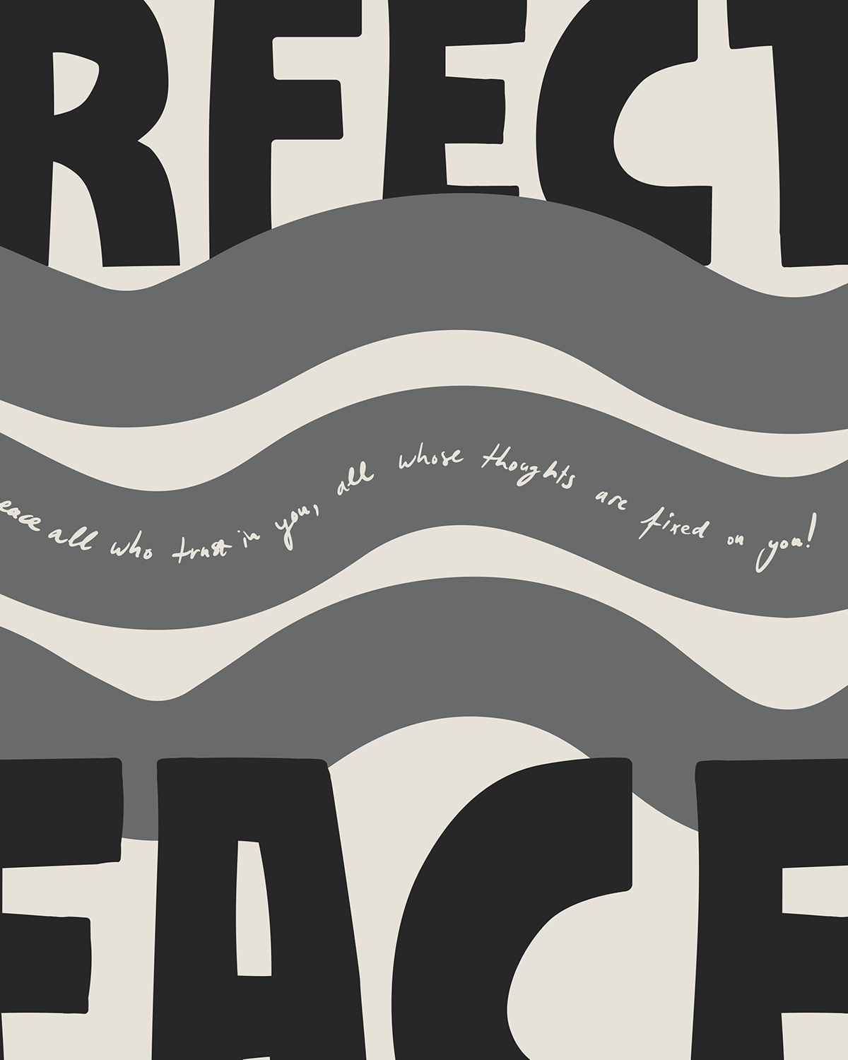 perfect peace gray Bold modern typographic Bible verse handwritten detail hoolyprints