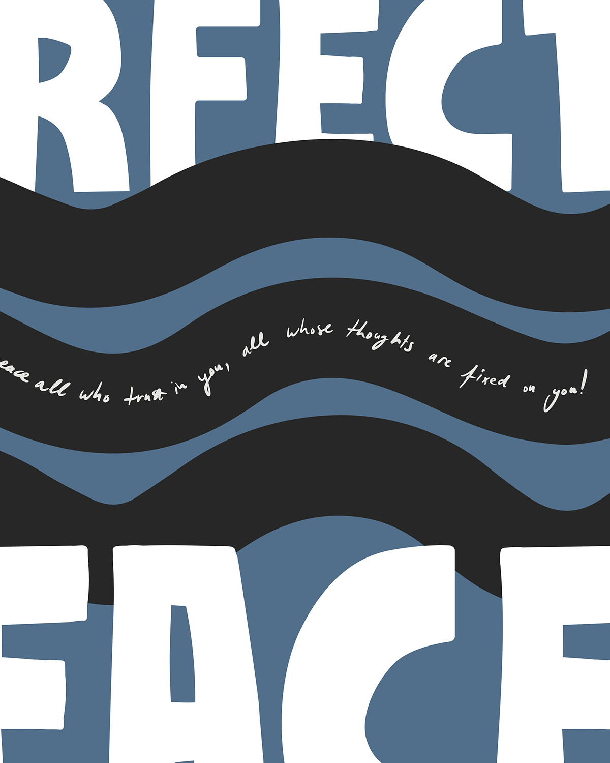perfect peace gray-blue black white Bold modern typographic Bible verse handwritten detail hoolyprints