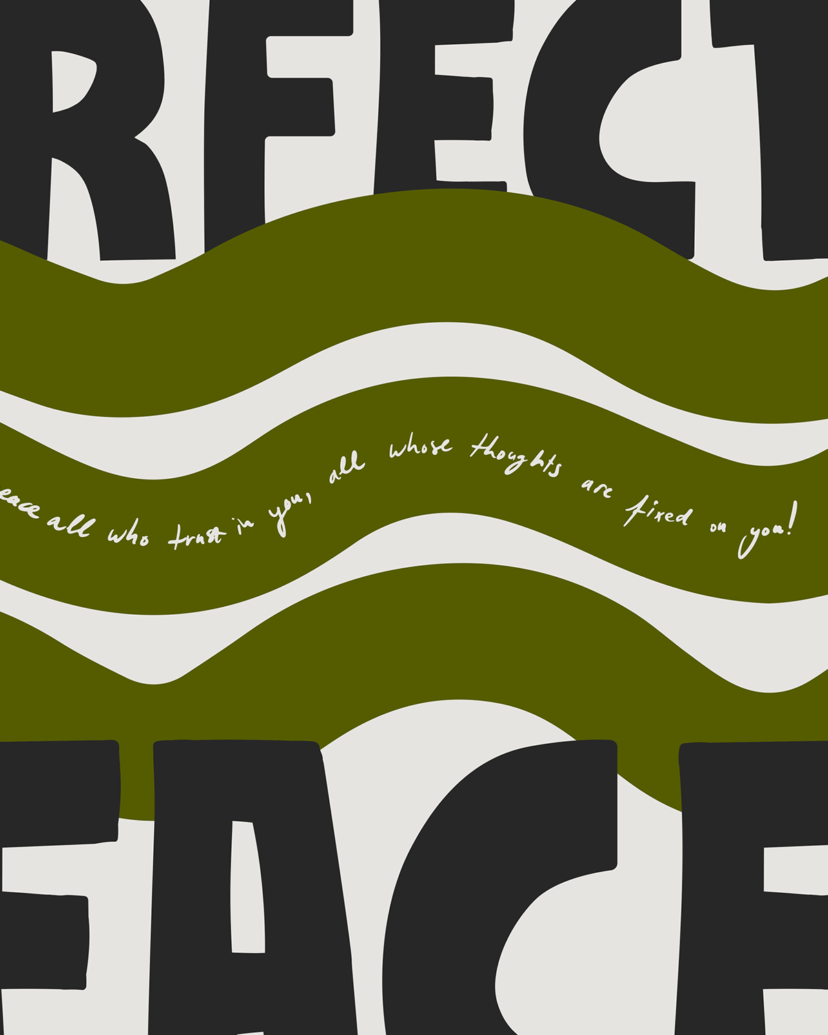 perfect peace green black Bold modern typographic Bible verse handwritten detail hoolyprints