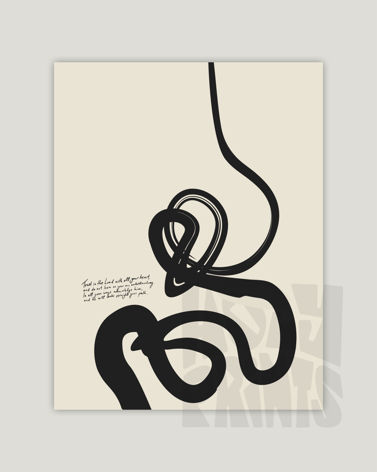 trust the lord in all your ways black beige Modern minimal abstract Bible verse example print inches hoolyprints