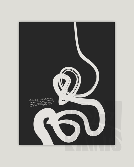 Proverbs 3: 5-6 Abstract Bible verse art print, Black (inv) - HoolyPrints