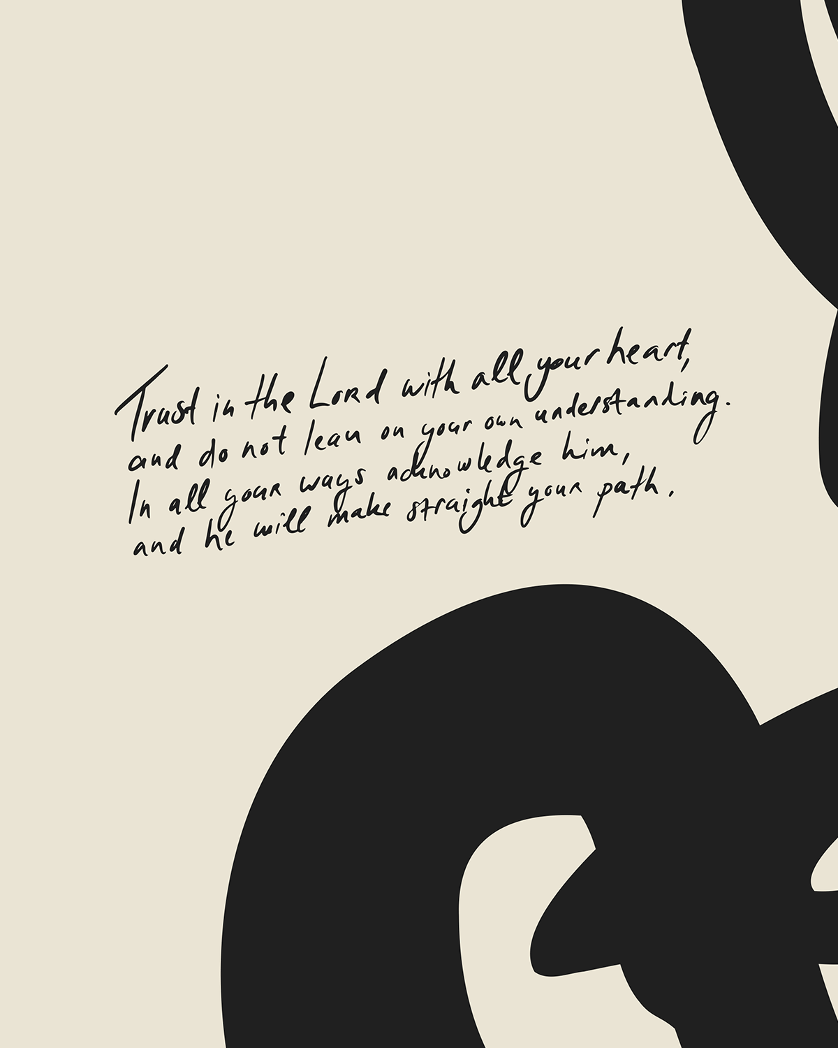 trust the lord in all your ways black beige Modern minimal abstract Bible verse handwritten detail hoolyprints