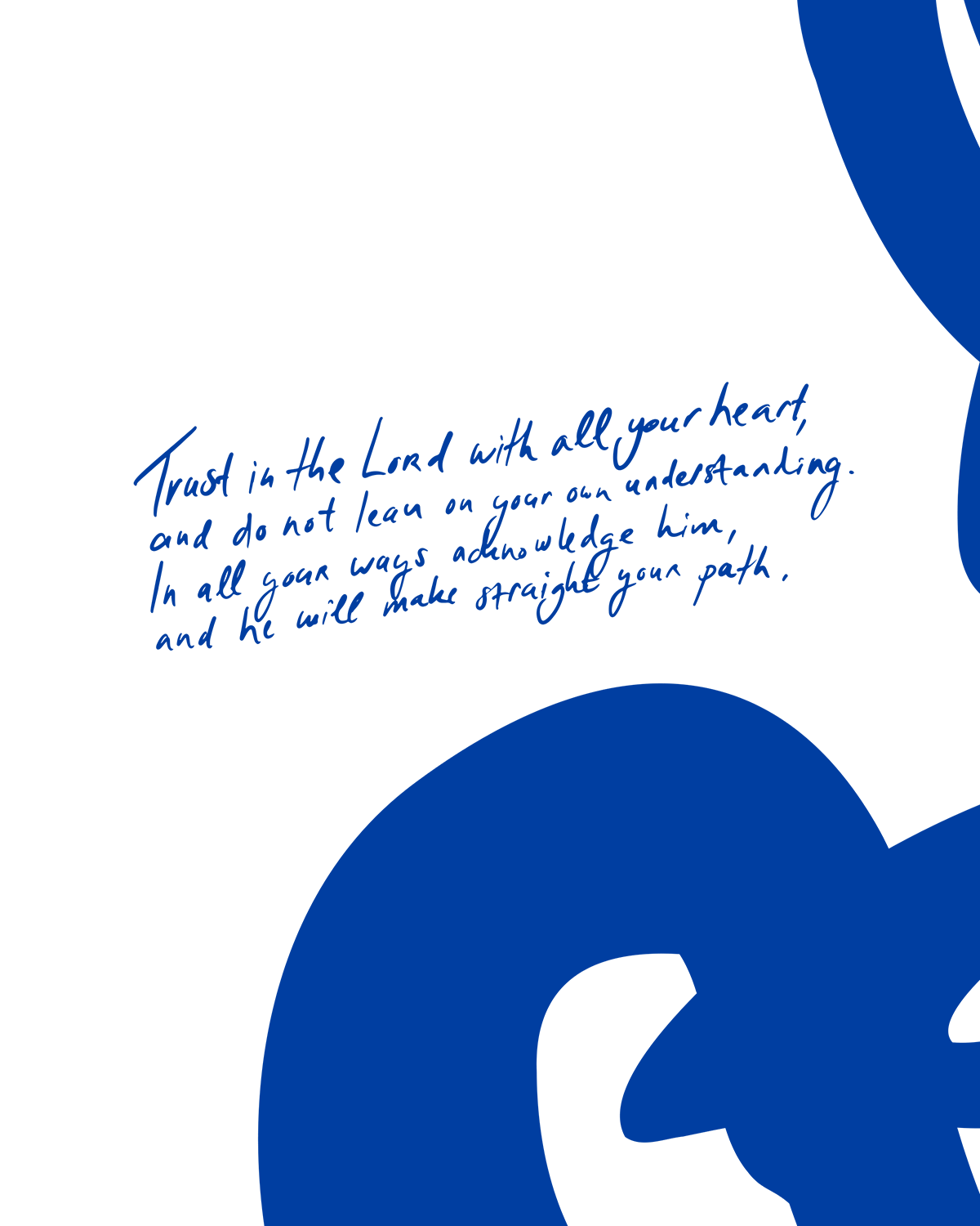 Proverbs 3: 5-6, Modern Abstract Art Print with Bilbe verse in blue - HoolyPrints