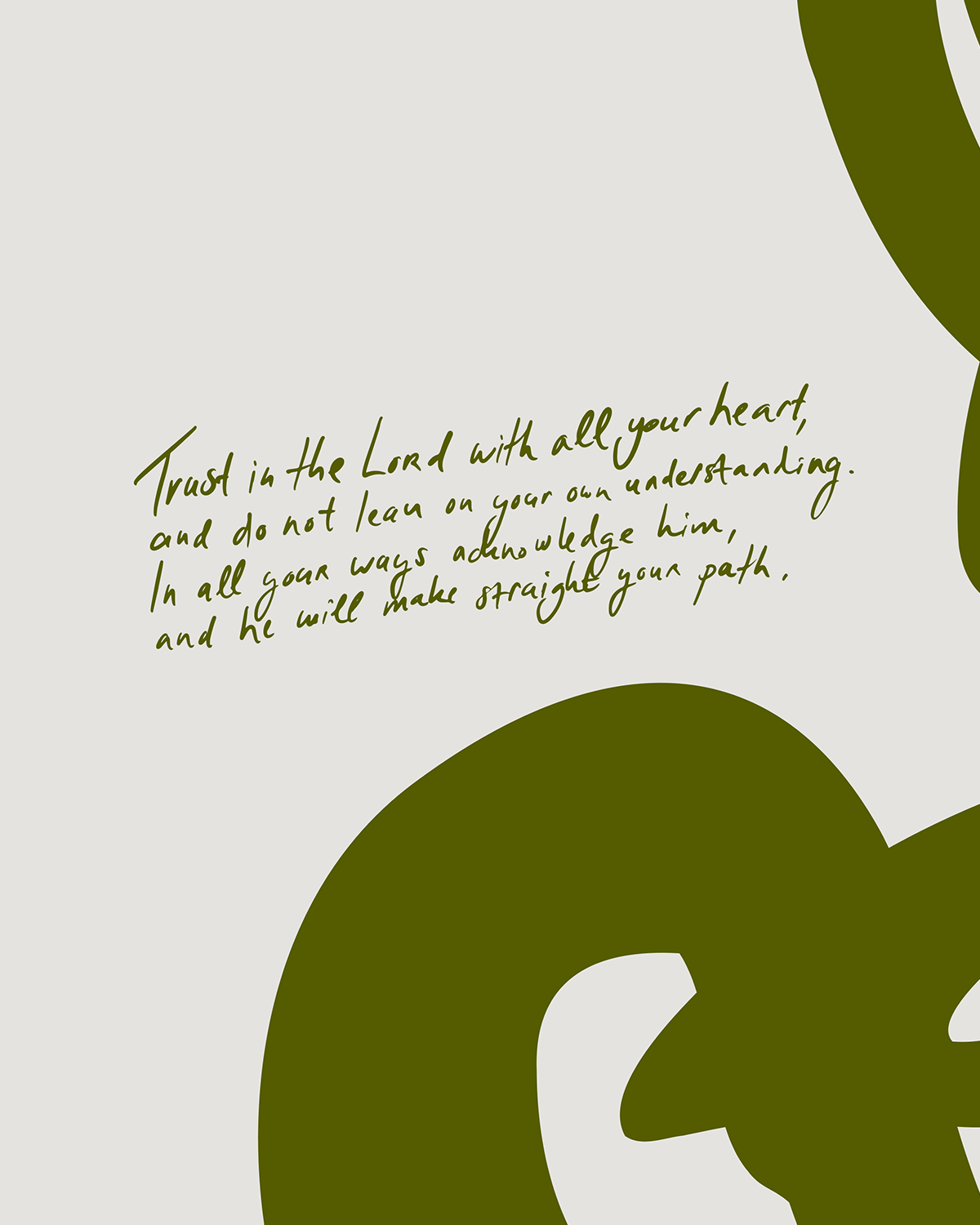 Proverbs 3: 5-6, Modern abstract art print with Bible verse in green - HoolyPrints