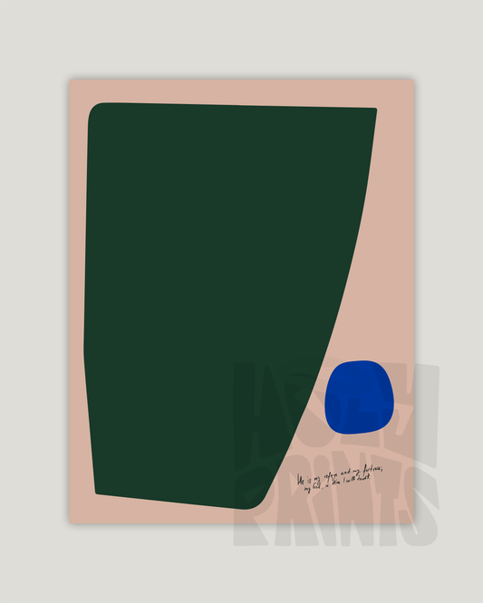 refuge and fortress green blue pink Modern minimal abstract Bible verse example print inches