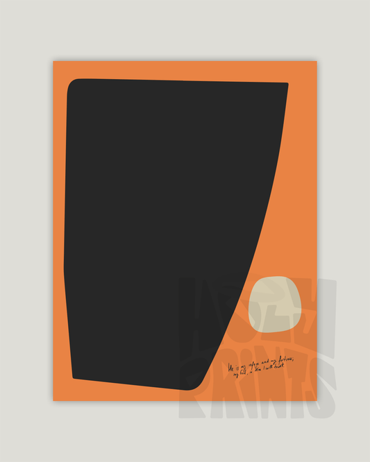 God is my refuge fortress orange black Modern minimal abstract Bible verse example print inches