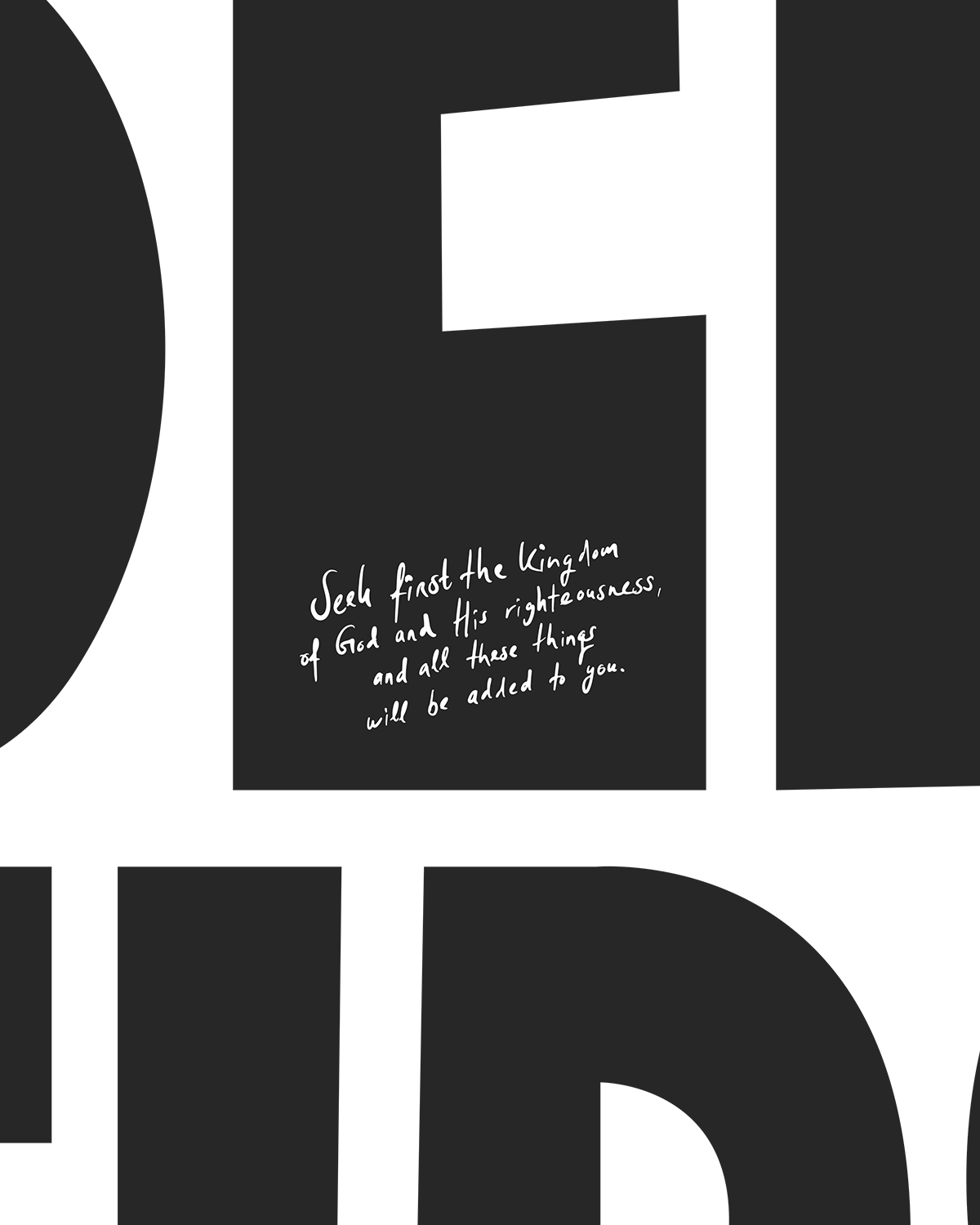 seek first black Modern minimal abstract Bible verse handwritten detail hoolyprints