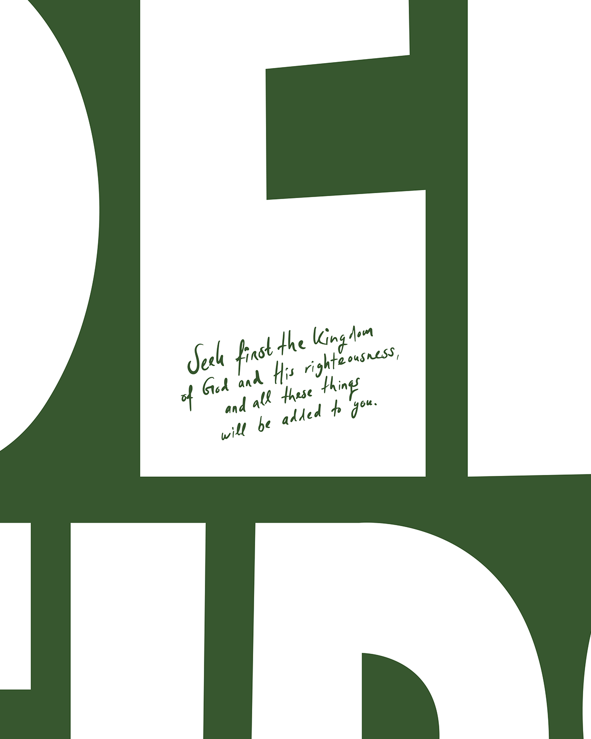 seek first green Bold modern typographic Bible verse handwritten detail hoolyprints