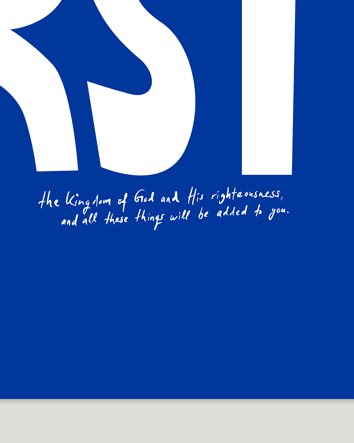 seek first blue Bold modern typographic Bible verse handwritten detail hoolyprints