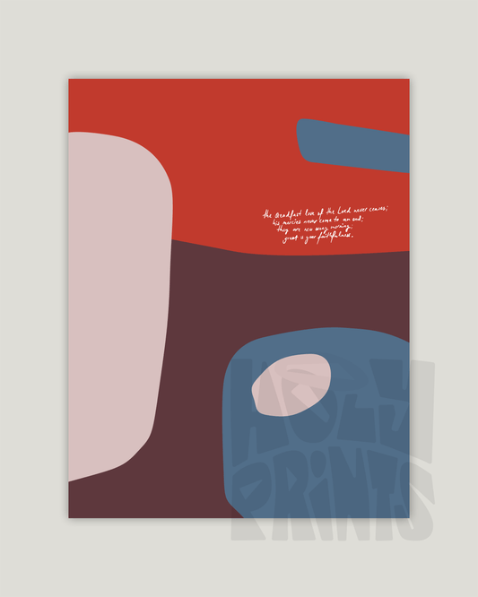 steadfast love red blue Modern minimal abstract Bible verse example print inches hoolyprints