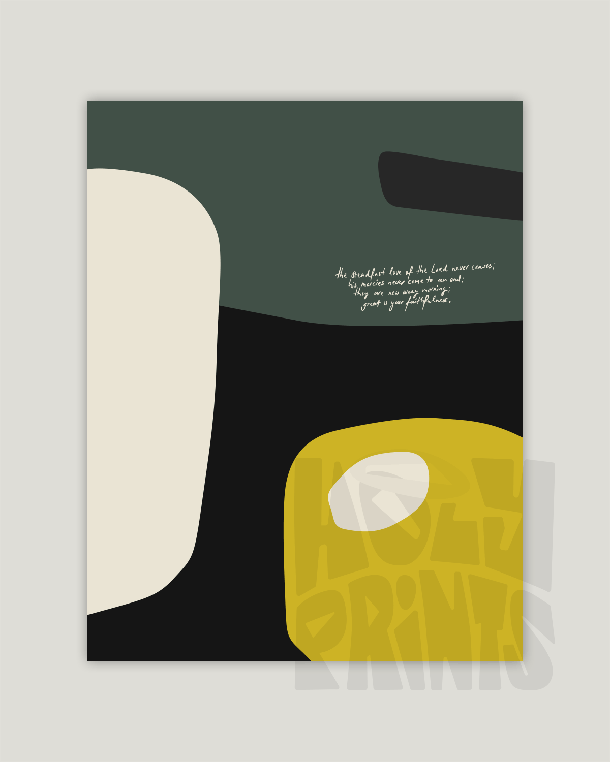 steadfast love green yellow Modern minimal abstract Bible verse example print inches hoolyprints