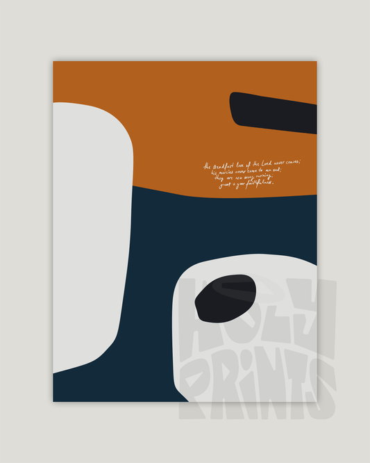 steadfast love rust tones Modern minimal abstract Bible verse example print inches hoolyprints