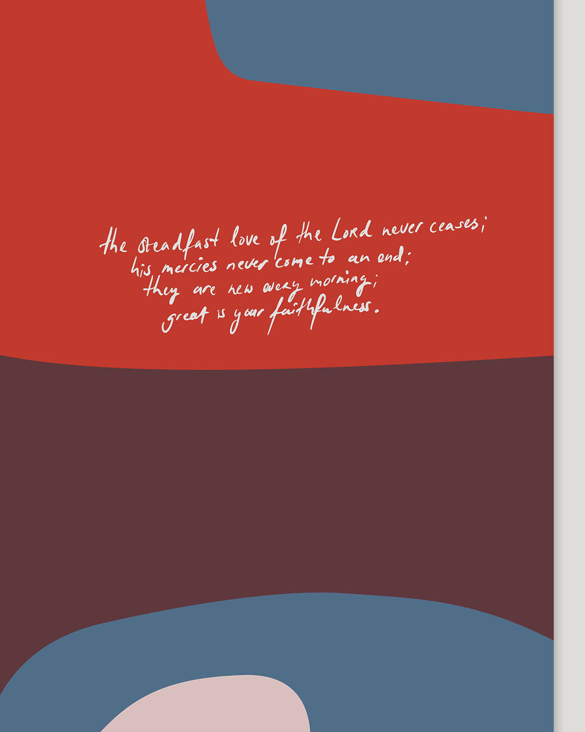 steadfast love red blue Modern minimal abstract Bible verse handwritten detail hoolyprints
